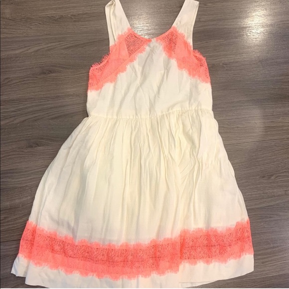 Free People Georgia Cream and Coral Neon Lace Dress - Picture 7 of 8